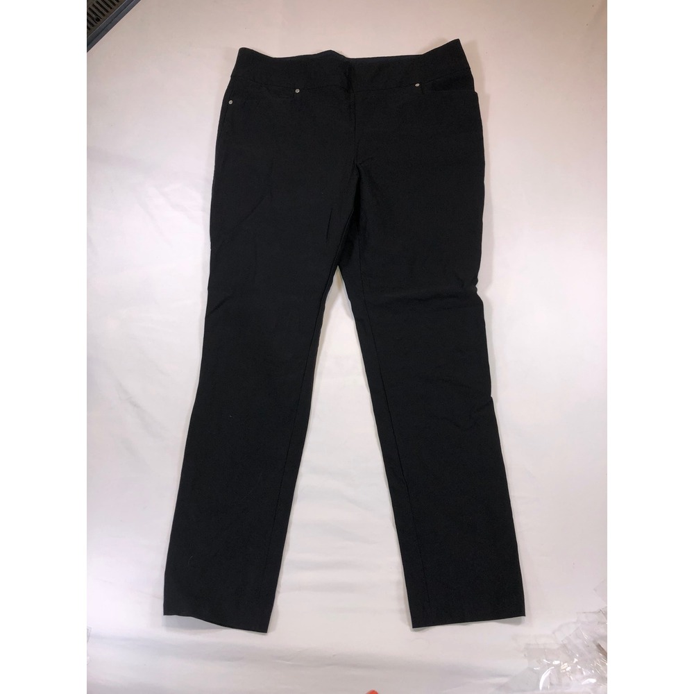 Rafaella Black Straight Leg Pull On Pants Stretch Work Trousers Size 12